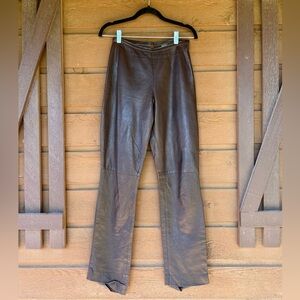 100% Italian made lamb skin leather women’s pants. Brown. EUC. Size XS-S